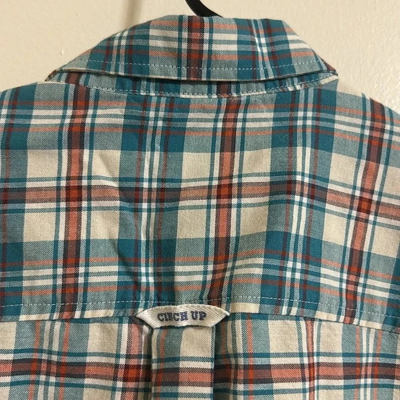EUC Cinch Plaid Long Sleeve Button Down Shirt - Picture 4 of 5
